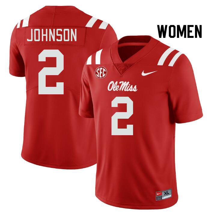 Women #2 Cedric Johnson Ole Miss Rebels College Football Jerseys Stitched Sale-Red - Click Image to Close